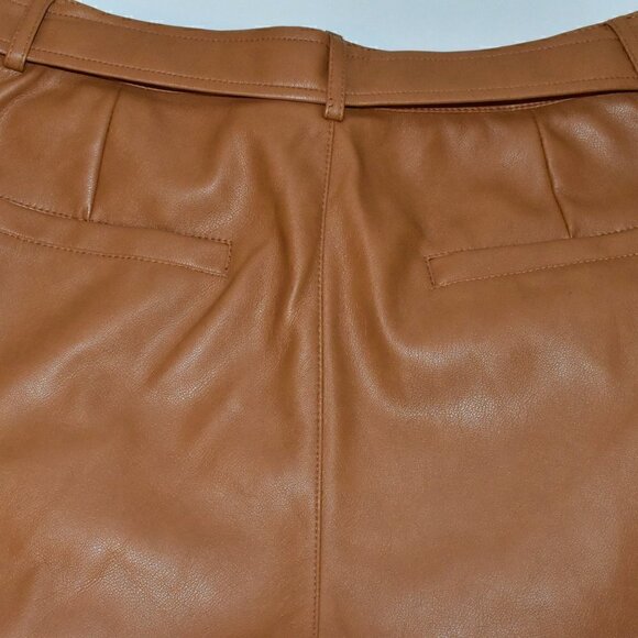 7 For All Mankind Wide Leg High Rise Faux Leather Cognac Carmel Pants Size M - Picture 11 of 11